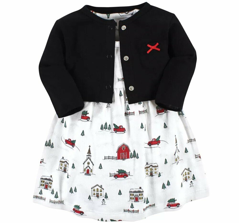 Conjunto de vestido e cardigã de algodão