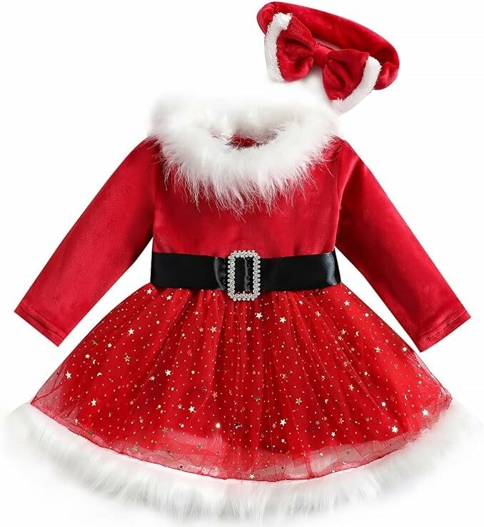 Vestido Tule Papai Noel Bebê