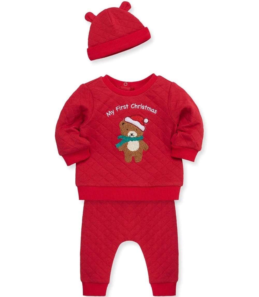 Conjunto de chapéu acolchoado de urso festivo