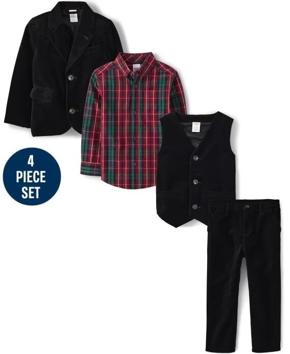 Conjunto de terno de veludo de quatro peças