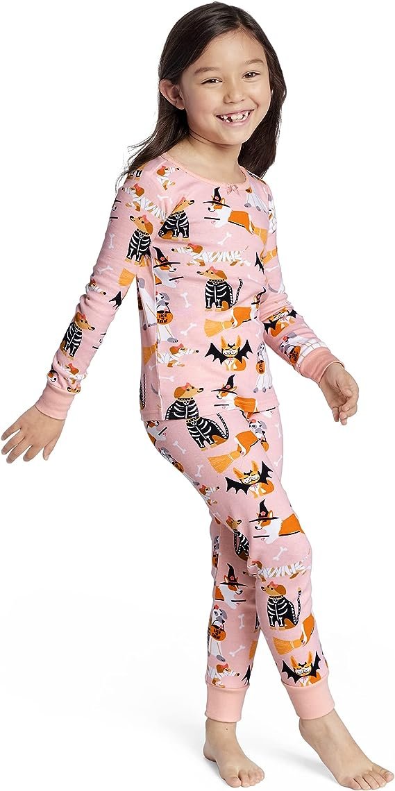 Conjunto de pijama infantil de duas peças rosa Gymboree Gymmie Halloween