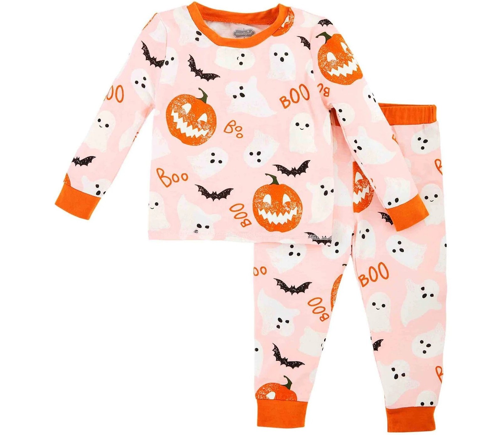 Conjunto de pijama de Halloween Mud Pie rosa que brilha no escuro