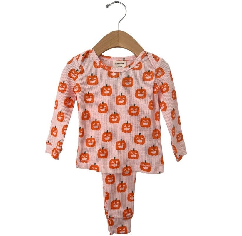 Conjunto de duas peças de waffle orgânico SpearmintLOVE Blush Jack-O'-Lantern
