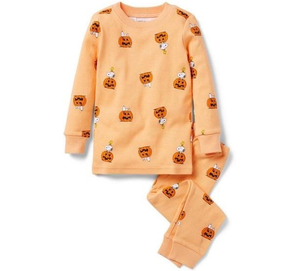Janie e Jack Pijama de Boa Noite com Amendoim Snoopy Abóbora
