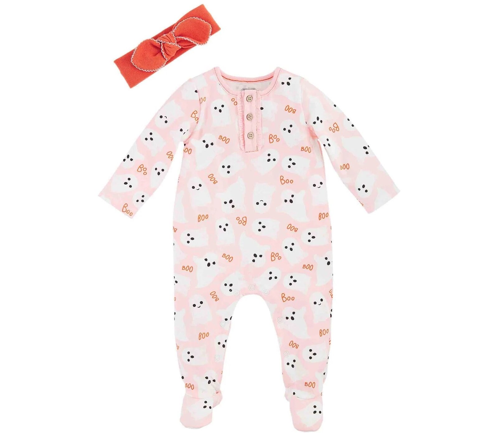 Smocked Auctions Conjunto de dorminhoco fantasma e faixa de cabeça