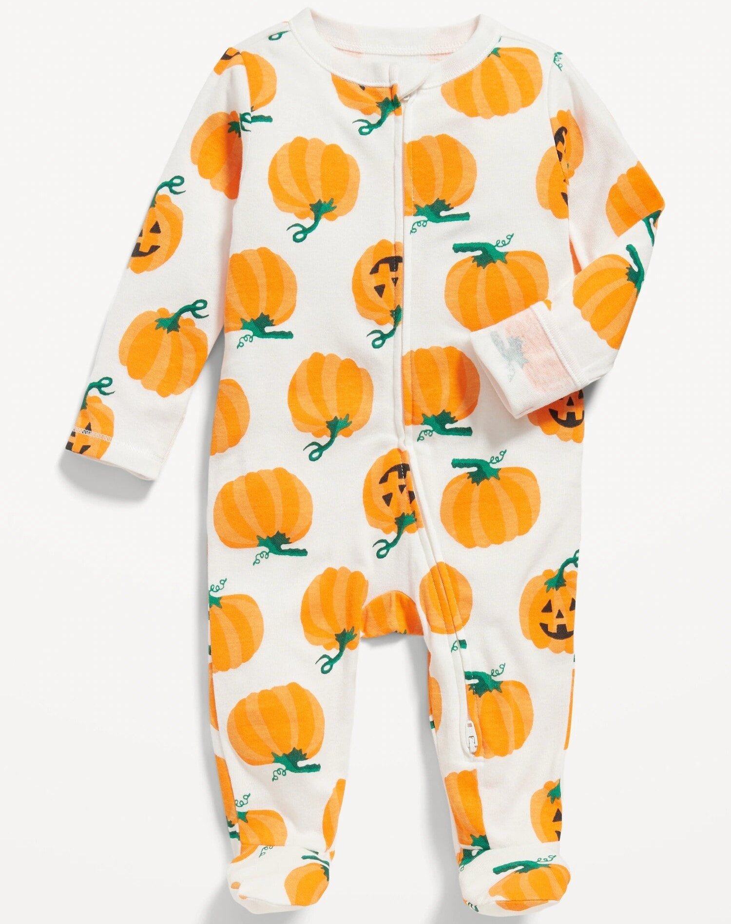 Patch de abóbora Old Navy unissex com zíper bidirecional para dormir e brincar com pés de peça única