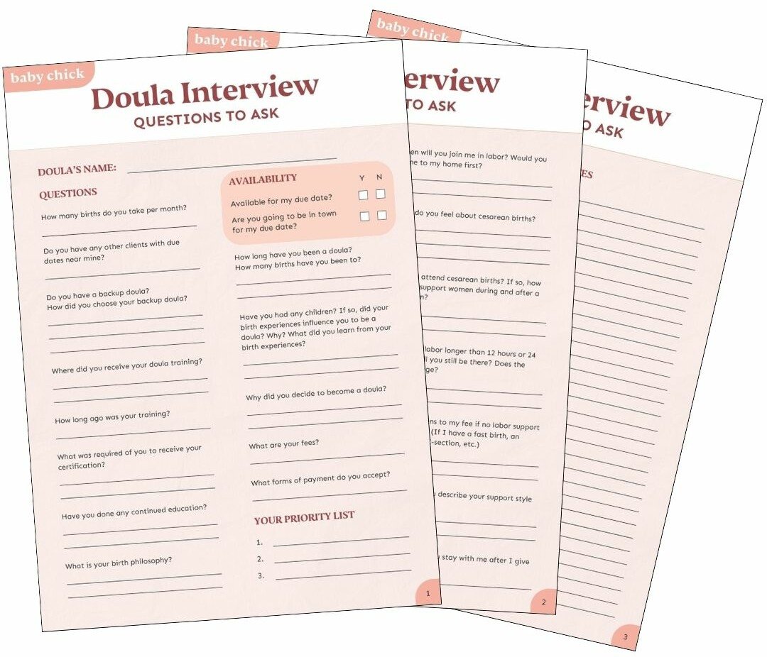 PDFs de perguntas da entrevista para fazer às doulas