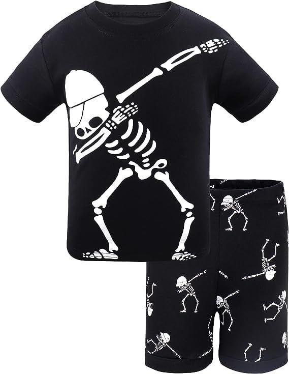 Filha Queen Boys Pijama de esqueleto que brilha no escuro