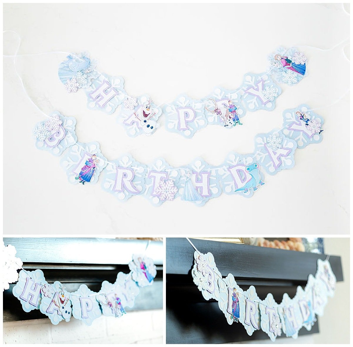 banner de aniversário com tema congelado