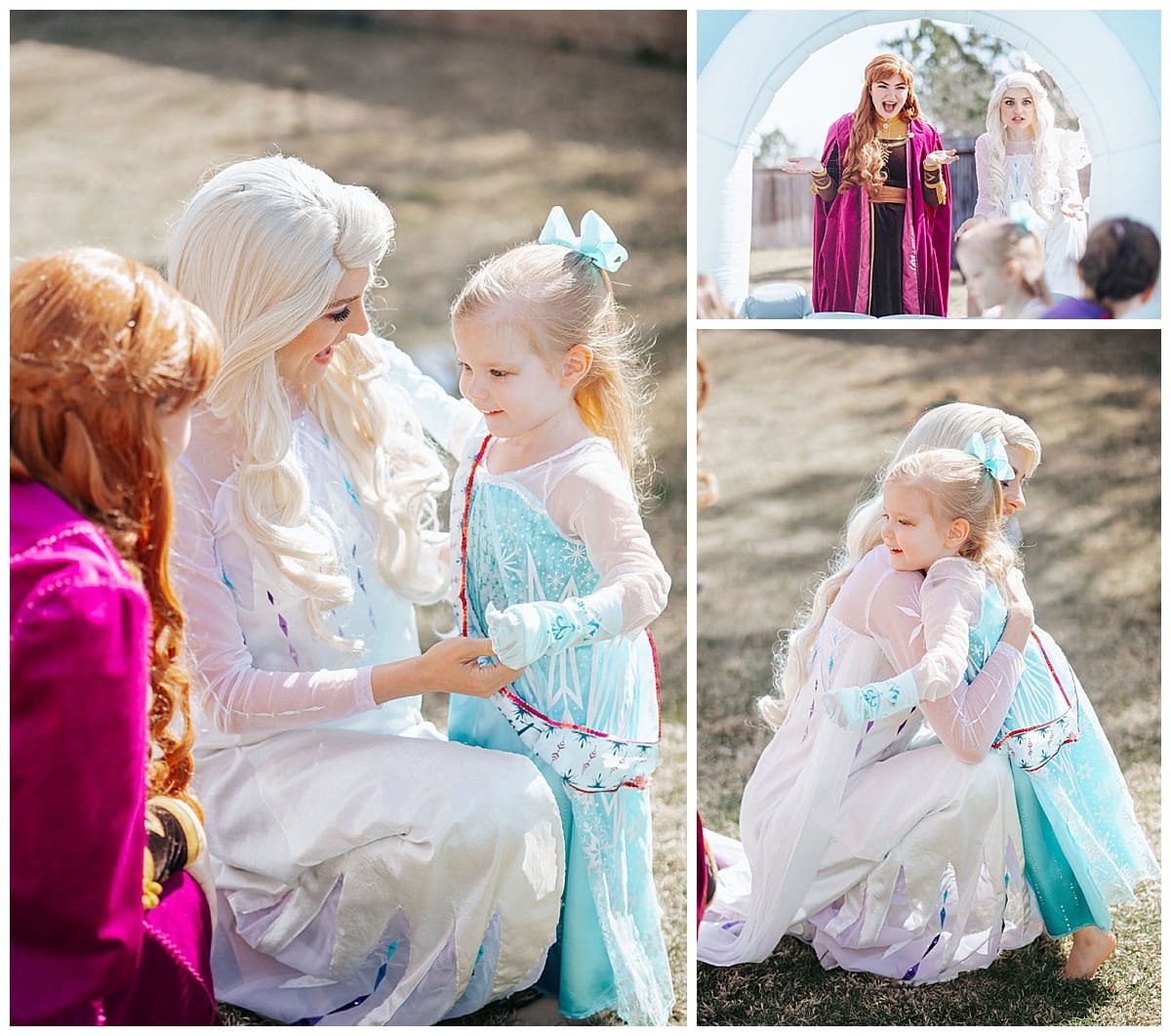 Menina conhecendo Elsa e Anna