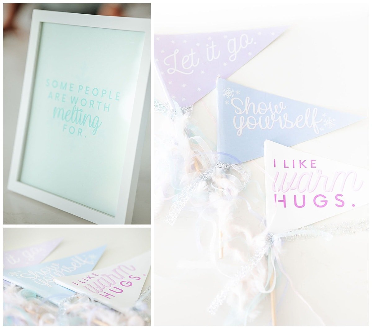Bandeiras DIY para festa Frozen