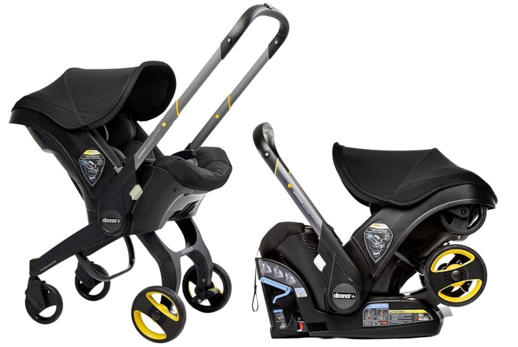 Descubra o futuro dos produtos para bebês para 2025 com este elegante conjunto de carrinho e cadeirinha de carro preto e amarelo. Possui configurações versáteis dois em um: prenda facilmente o assento do carro à base do carrinho com rodas ou conecte-o com segurança à base do assento do carro.